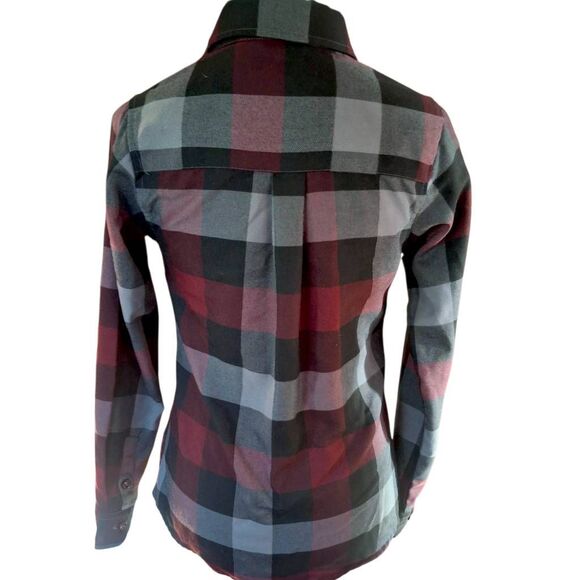 Dixxon “The Brawler” Women’s Small Flannel Shirt – Red & Black Plaid Button Up L - Picture 2 of 7